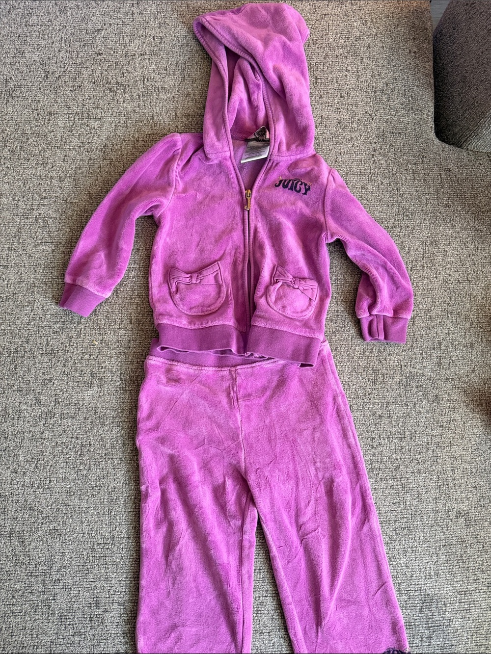 Juicy Couture Pink Girls Velour Hoodie & Pants Matching Set